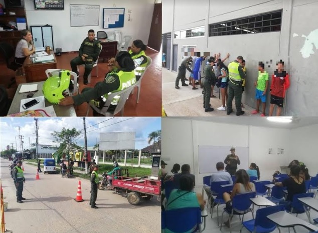 Controles en colegios de Leticia Cuatro fotos de diferentes lugares de la ciudad