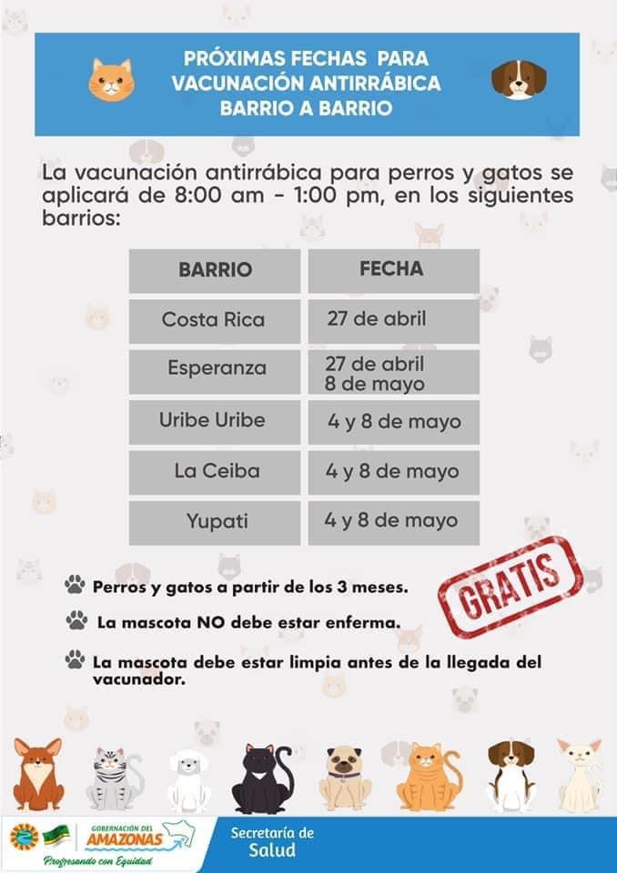 Próximas fechas para vacunación