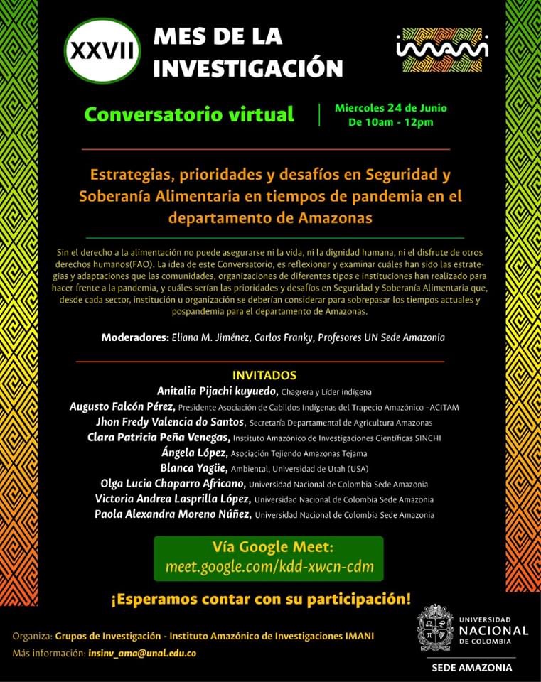 Conversatorio «Estrategias, prioridades y desafíos en seguridad y soberanía alimentaria en tiempos de pandemia Conversatorio «Estrategias, prioridades y desafíos en seguridad y soberanía alimentaria en tiempos de pandemia