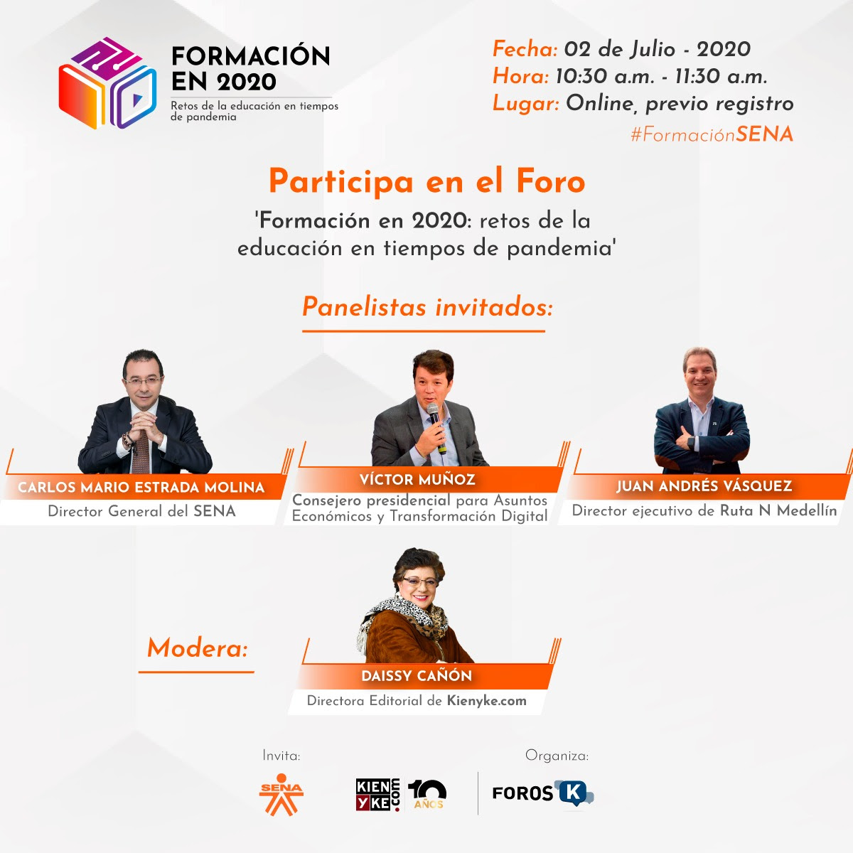 Prepárate para conocer los retos de la educación del 2020 en el foro digital de Kienyke y el SENA Prepárate para conocer los retos de la educación del 2020 en el foro digital de Kienyke y el SENA