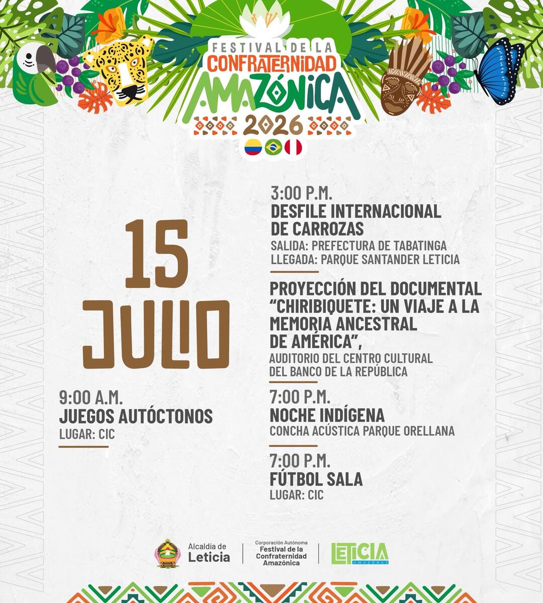Programación Festival de la Confraternidad Amazónica - Tabatinga- Leticia -Iquitos