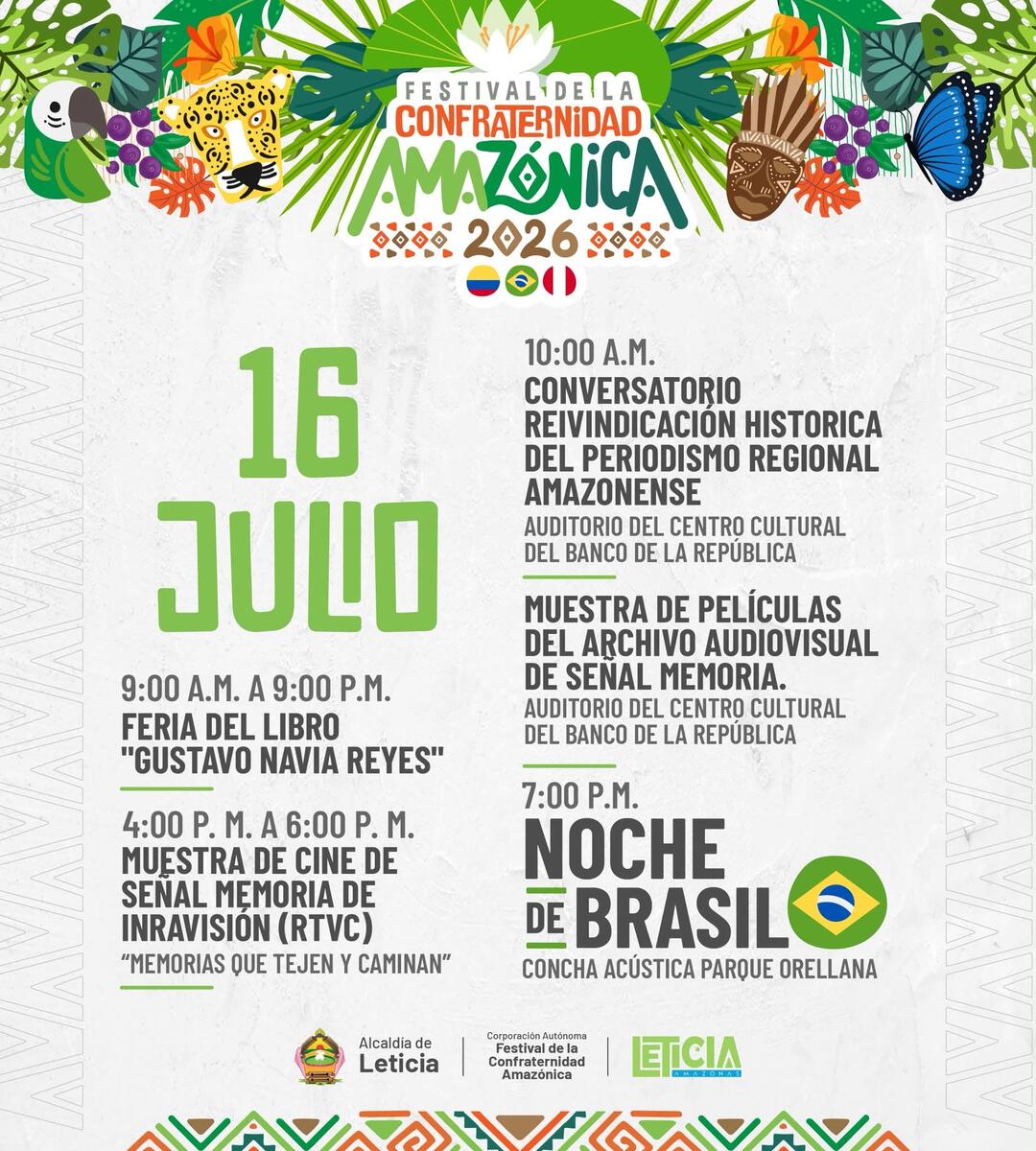 Programación Festival de la Confraternidad Amazónica - Tabatinga- Leticia -Iquitos