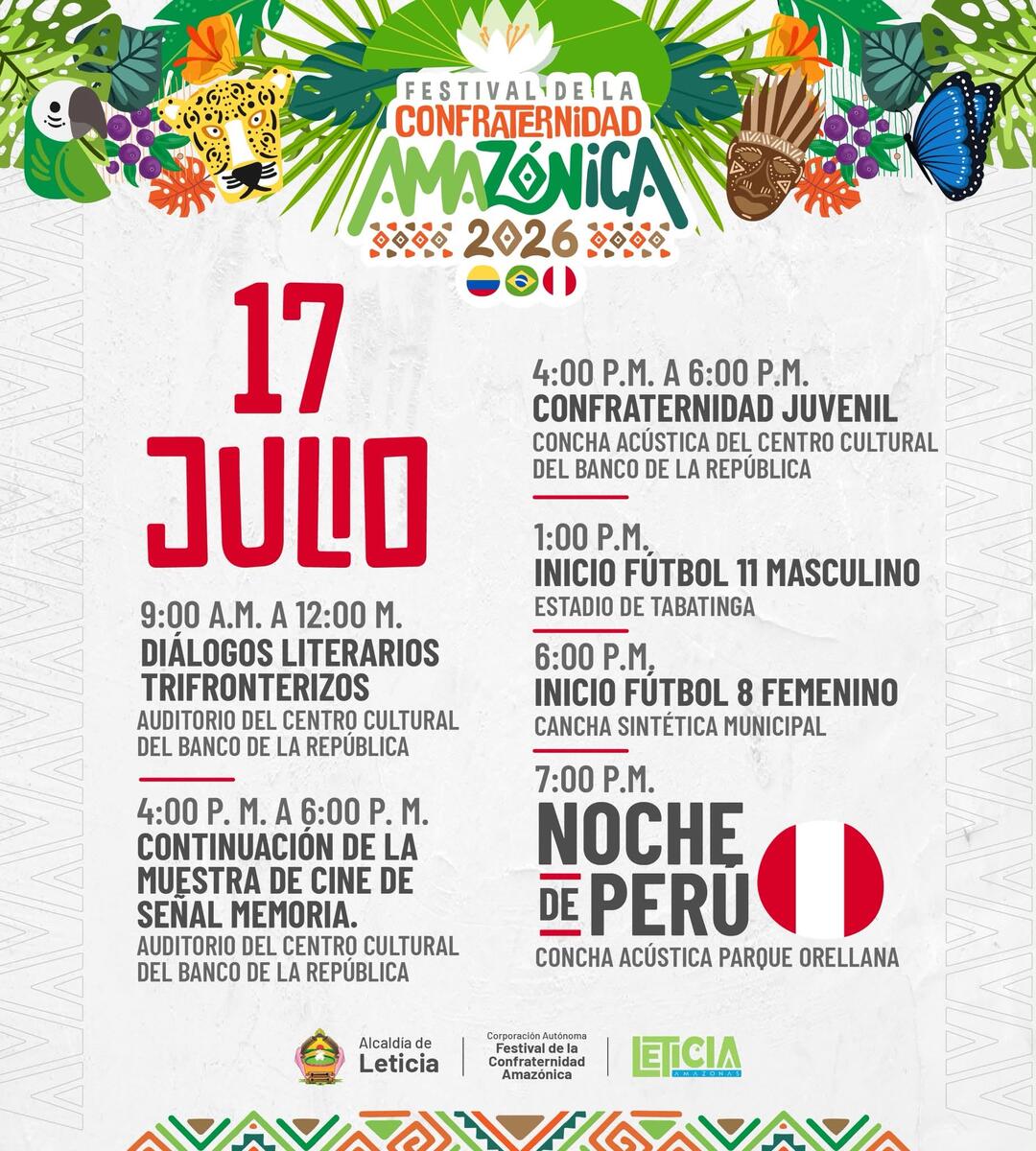 Programación Festival de la Confraternidad Amazónica - Tabatinga- Leticia -Iquitos