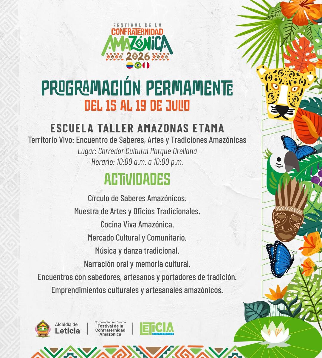 Programación Festival de la Confraternidad Amazónica - Tabatinga- Leticia -Iquitos