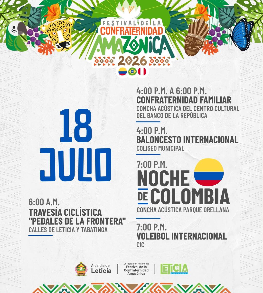 Programación Festival de la Confraternidad Amazónica - Tabatinga- Leticia -Iquitos
