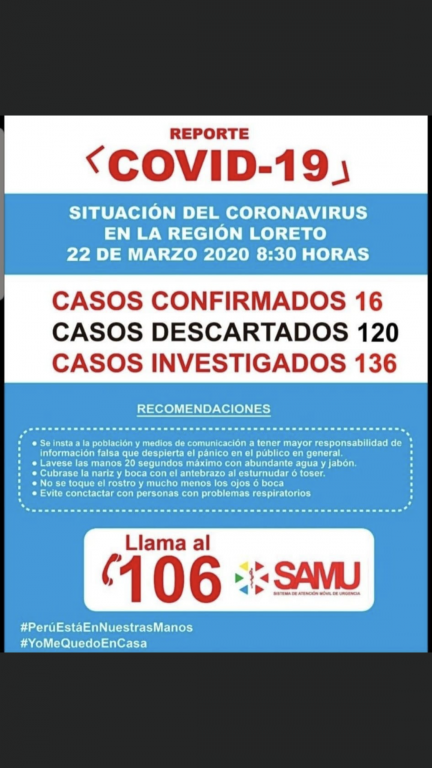 Sigue subiendo el número de infectados por Coronavirus en Loreto image for Sigue subiendo el número de infectados por Coronavirus en Loreto