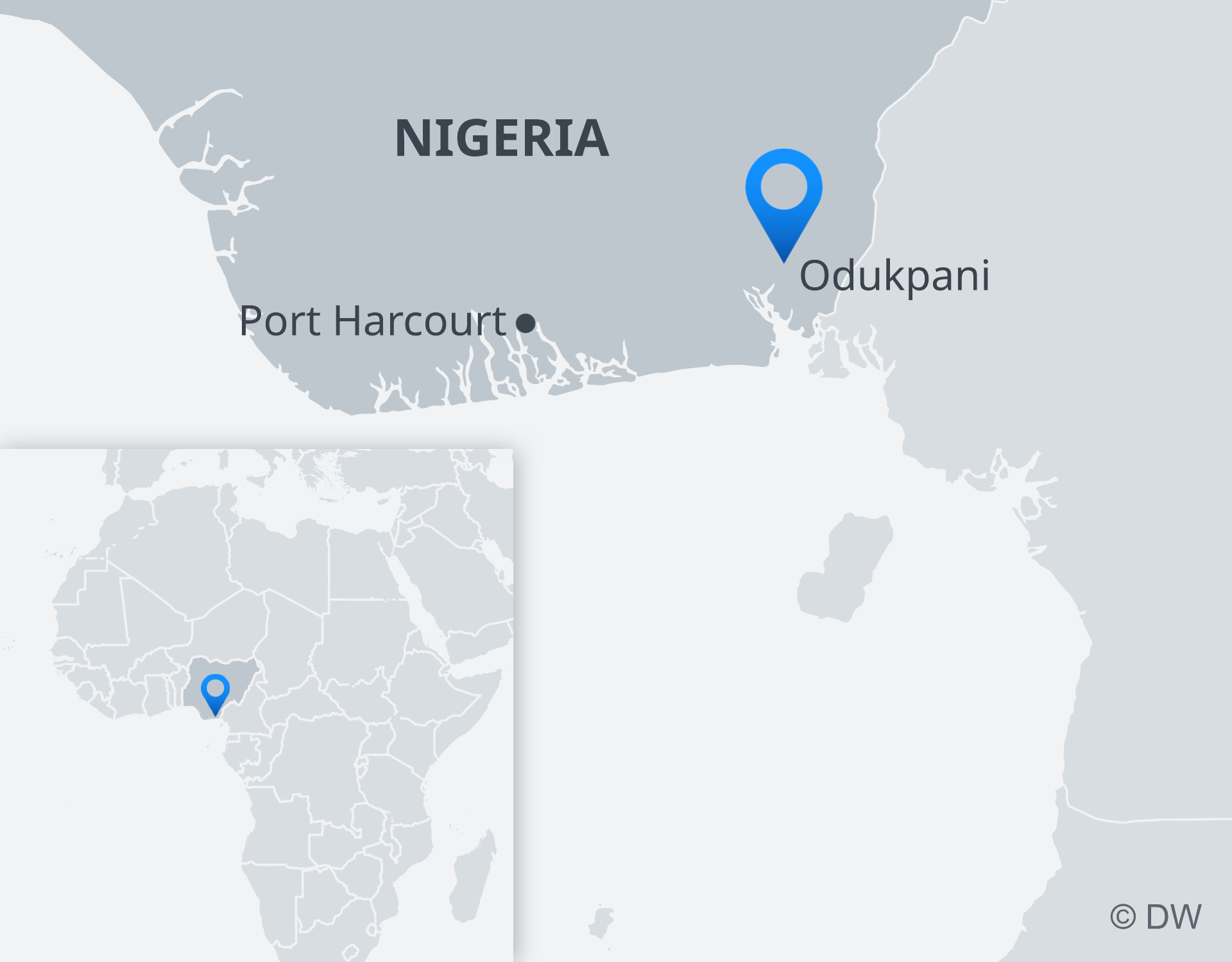 Mapa de la explosion de petroleo en la zona de Nigeria
