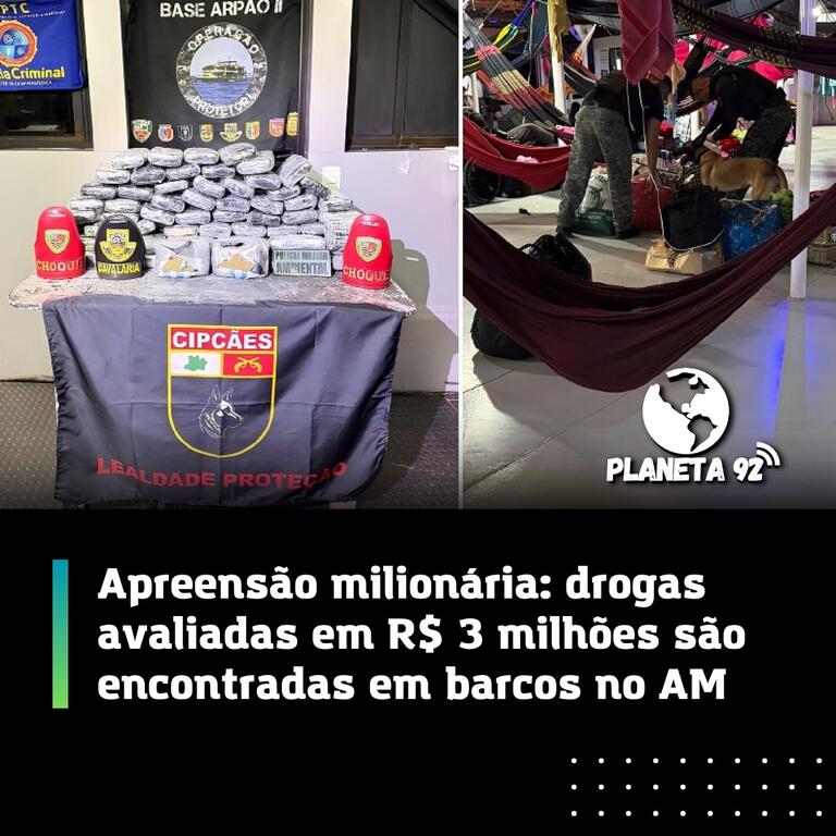 Operação policial apreende 114 kg de drogas nos rios Negro e Solimões; image for Operação policial apreende 114 kg de drogas nos rios Negro e Solimões;