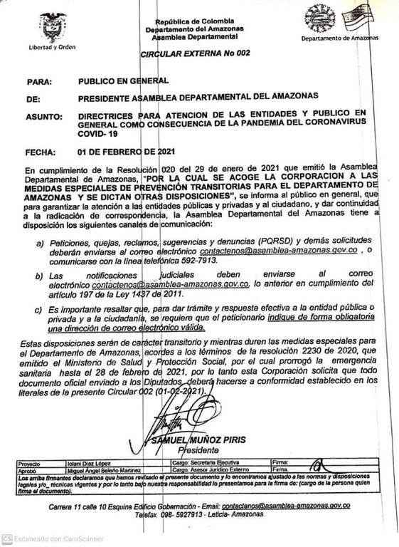 image for Circular emitida por la Asamblea Departamental