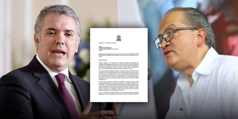 No es admisible formulacion de objeciones a la JEP Ivan Duque y Fernando Carrillo