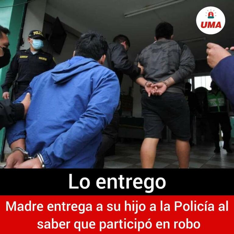 image for Madre entrega a su hijo a la Policía al saber que participó en robo