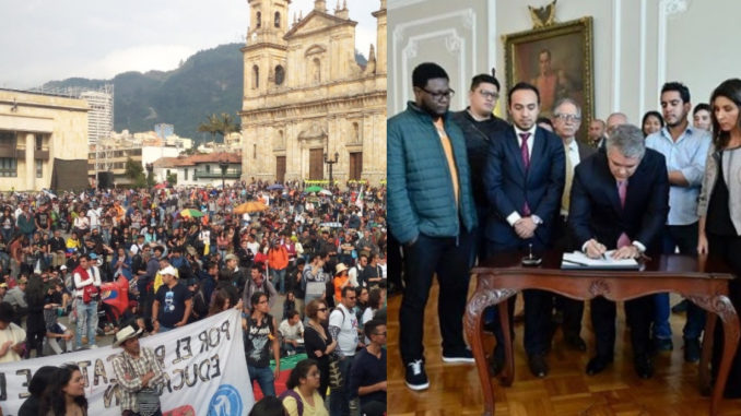 Paro de estudiantes se levanta Fotos del presidente con estudiantes