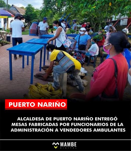 image for Alcaldesa de Puerto Nariño hace entrega de mesas a vendedores ambulantes 