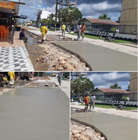 Trabalho de pavimentacao na Rua Tiradentes