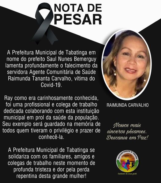 Prefeitura lamenta o falecimento da servidora Agente Comunitária de Saúde image for Prefeitura lamenta o falecimento da servidora Agente Comunitária de Saúde