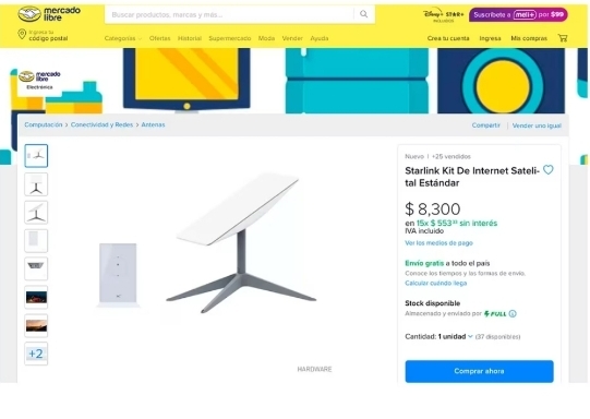 image for Mercado Libre mexico autorizado oficial para venta de internet Starlink
