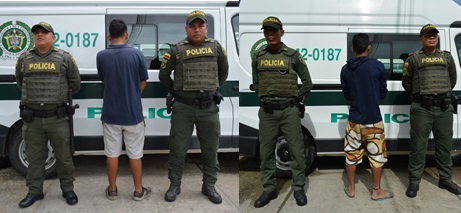 Sujetos capturados durante el fin de semana por el delito de hurto Policias y capturados por hurto en una foto