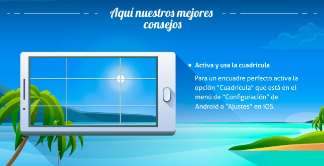 Tips para tomar fotos con celulares inteligentes Imagen de un celular y sus indicaciones de uso