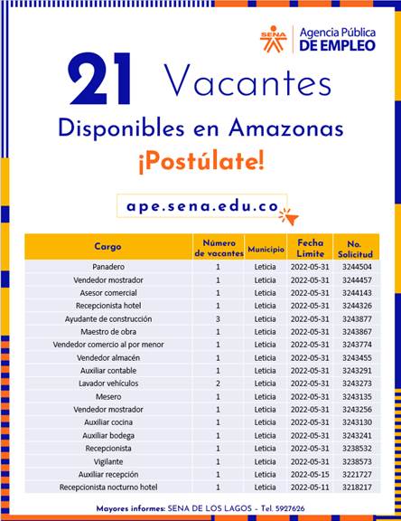 ¡Egresado SENA! Conoce las 21 vacantes disponibles en la Agencia Pública de Empleo ¡Egresado SENA! Conoce las 21 vacantes disponibles en la Agencia Pública de Empleo