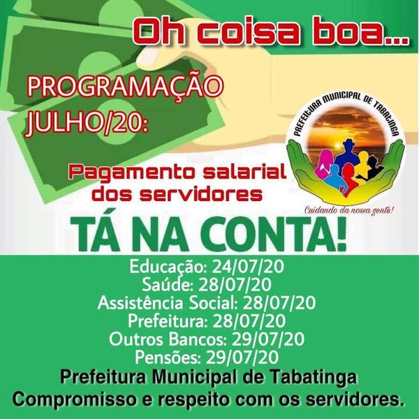 Iniciou o pagamento dos servidores públicos municipais esse mês Iniciou o pagamento dos servidores públicos municipais esse mês