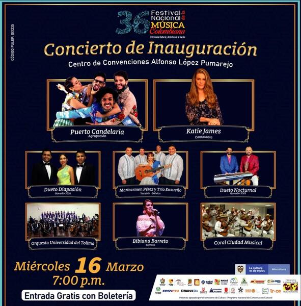 Canal Trece transmitirá los mejores momentos del 36 Festival Nacional de la Música Colombiana 