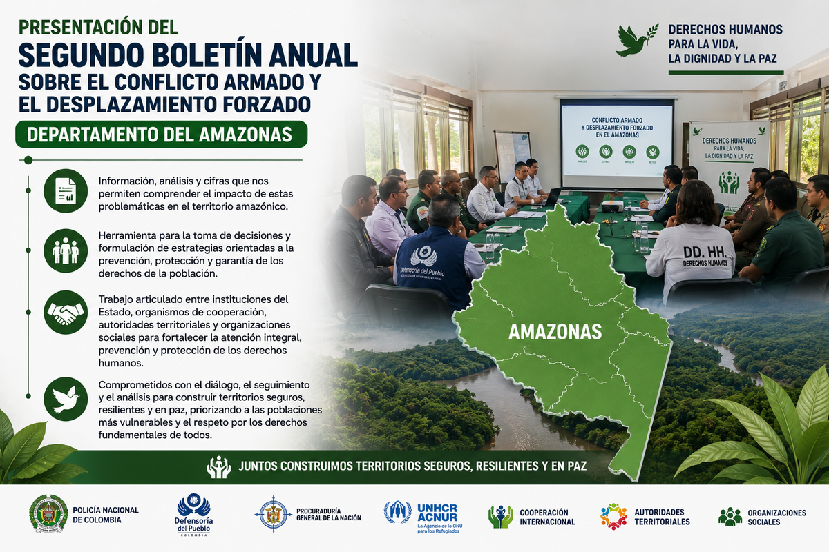 Departamento de Derechos Humanos presentó el Segundo Boletín Anual sobre el Conflicto Armado y el Desplazamiento Forzado en el Amazonas