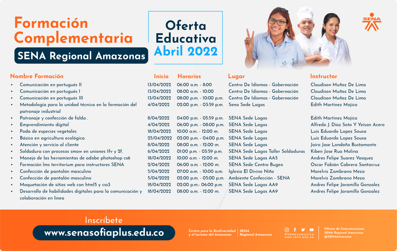 #EstudiaEnElSENA ¡Ya están abiertas las inscripciones para las formaciones complementarias del mes de Abril!