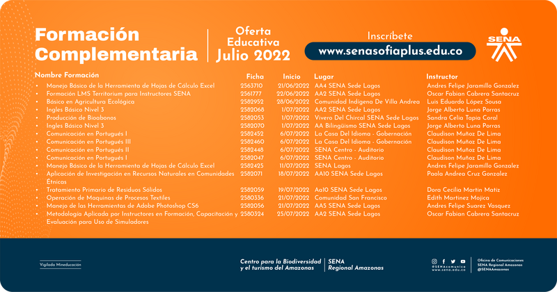  👀😱¡Aprovecha esta temporada de vacaciones y #EstudiaEnElSENA Cursos Cortos! 😎🥳🤪 Conoce la oferta del SENA Amazonas