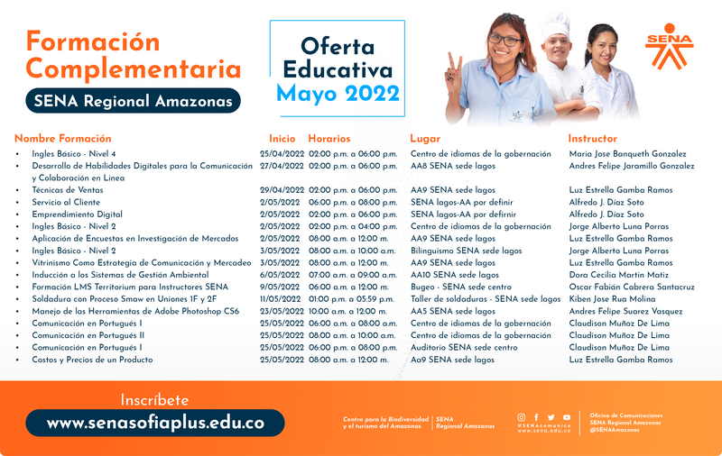 #EstudiaEnElSENA ¡Ya están abiertas las inscripciones para las formaciones complementarias de Mayo! 