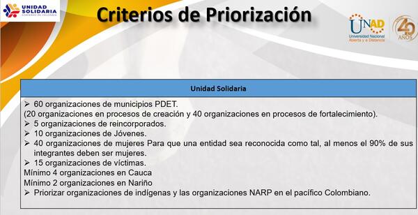Criterios de priorización / CONVENIO INTERADMINSTRATIVO No. 02 de 2023 