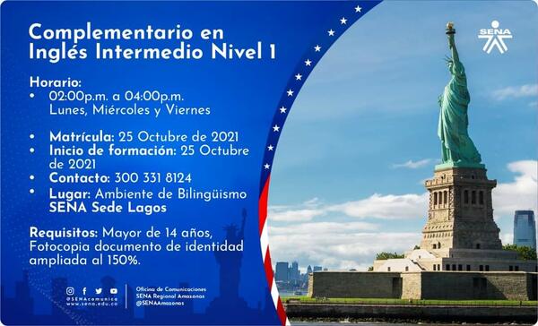 El Sena cuenta con la formación complementaria en Inglés intermedio nivel 1 al El Sena cuenta con la formación complementaria en Inglés intermedio nivel 1 al