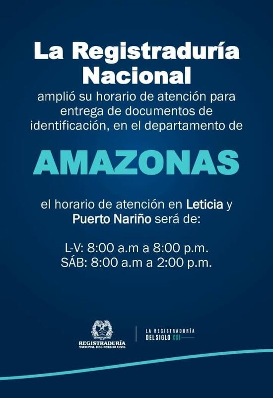 Horario de atención de la Registraduría Horario de atención de la Registraduría