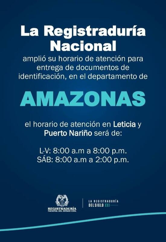 Horario de atención de la Registraduría