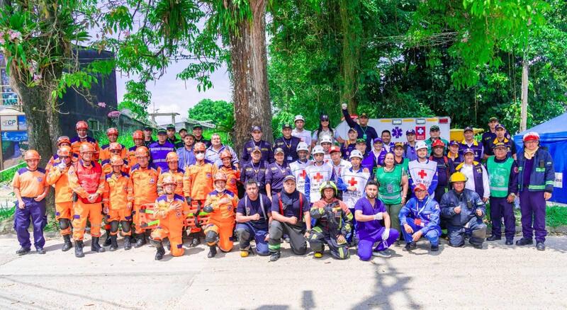 La Policía Nacional en el Departamento del Amazonas participó activamente en el Simulacro nacional de Gestión del Riesgo