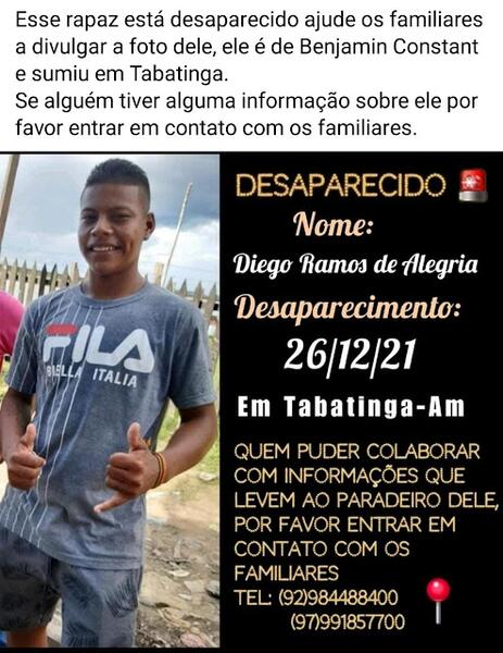 Benjaminense desaparece em Tabatinga