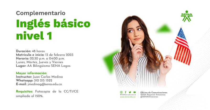 ¿Y si te retas a ser bilingüe en este 2023? ¡El primer paso es comenzar a estudiar un nuevo idioma! #EstudiaenelSENA e inscríbete en nuestro curso de Inglés Básico. ¿Y si te retas a ser bilingüe en este 2023? ¡El primer paso es comenzar a estudiar un nuevo idioma! #EstudiaenelSENA e inscríbete en nuestro curso de Inglés Básico.