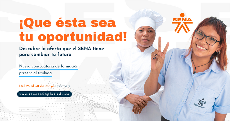 🚨 ¡Oye!🚨 Ampliamos el plazo de nuestra convocatoria de formación presencial titulada. 😎👌 Hasta el 30 de mayo puedes inscribirte en las formaciones Técnicas, Tecnólogas u Operario del SENA Amazonas. 🚨 ¡Oye!🚨 Ampliamos el plazo de nuestra convocatoria de formación presencial titulada. 😎👌 Hasta el 30 de mayo puedes inscribirte en las formaciones Técnicas, Tecnólogas u Operario del SENA Amazonas.