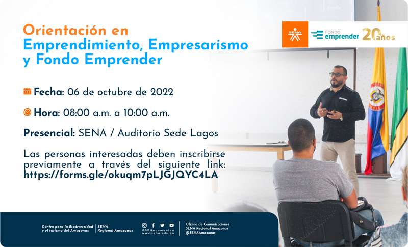 😎🔝 ¡En el SENA apostamos por el crecimiento de los emprendedores! 🚀🇨🇴 Participa en la próxima jornada que el SENA-SBDC Centro de Desarrollo Empresarial del SENA #Amazonas tiene para ti