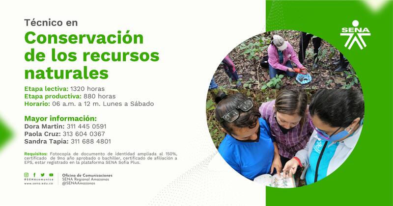 Estudia el Técnico en Conservación de recursos naturales en el SENA Regional Amazonas