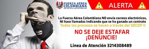 Campaña contra las Estafas de su Fuerza Aérea Colombiana
