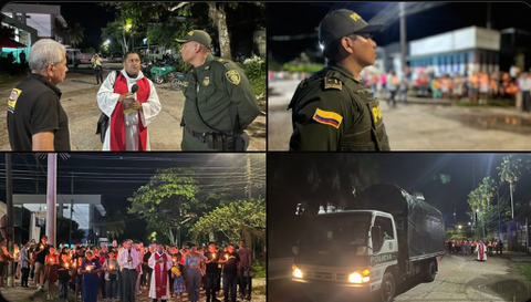A ESTA HORA ACOMPAÑAMOS LA PROCESIÓN DEL JUEVES SANTO, ACTIVIDAD DESARROLLADA POR LAS PRINCIPALES CALLES DEL MUNICIPIO DE LETICIA SEGUIMOS GARANTIZANDO LA TRANQUILIDAD DE LOS FELIGRESES EN LA SEMANA MAYOR. 