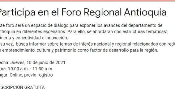 Participa en el Foro Regional Antioquia image for Participa en el Foro Regional Antioquia