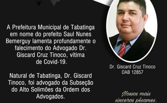 image for Prefeitura lamenta falecimento e advogado Giscard Cruz Tinoco 