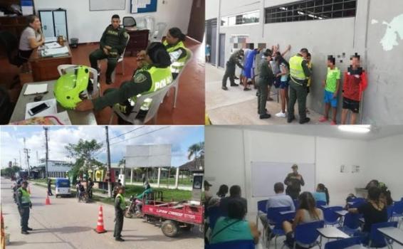 Controles en colegios de Leticia Cuatro fotos de diferentes lugares de la ciudad