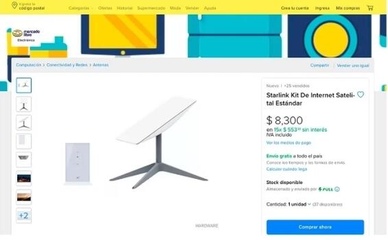 image for Mercado Libre mexico autorizado oficial para venta de internet Starlink