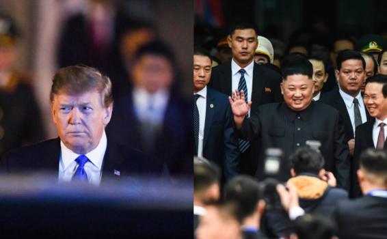 Presidentes  Trump y Kim en foto montaje
