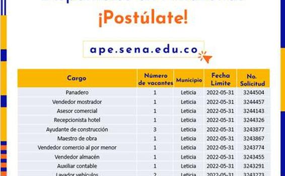 ¡Egresado SENA! Conoce las 21 vacantes disponibles en la Agencia Pública de Empleo ¡Egresado SENA! Conoce las 21 vacantes disponibles en la Agencia Pública de Empleo