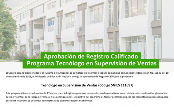 Buenas noticias: Aprobación de Registro Calificado - Programa Tecnólogo en Supervisión de Ventas del SENA Buenas noticias: Aprobación de Registro Calificado - Programa Tecnólogo en Supervisión de Ventas del SENA