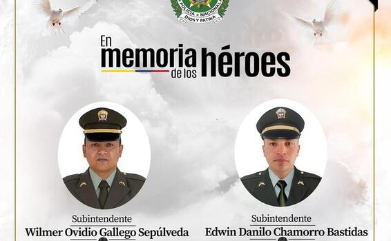 La Policía Nacional rechaza el asesinato de dos de sus uniformados en Betulia, Antioquia La Policía Nacional rechaza el asesinato de dos de sus uniformados en Betulia, Antioquia