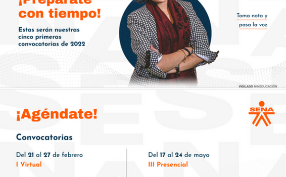 Conoce las fechas de las cinco primeras convocatorias de formaci贸n del primer semestre del SENA Conoce las fechas de las cinco primeras convocatorias de formaci贸n del primer semestre del SENA